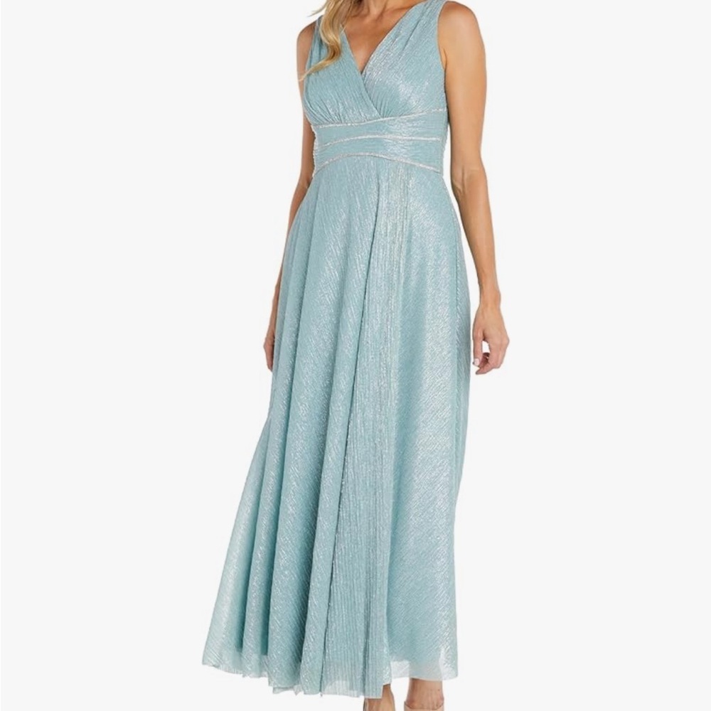 R&M Richards Light Blue Sleeveless Maxi Dress